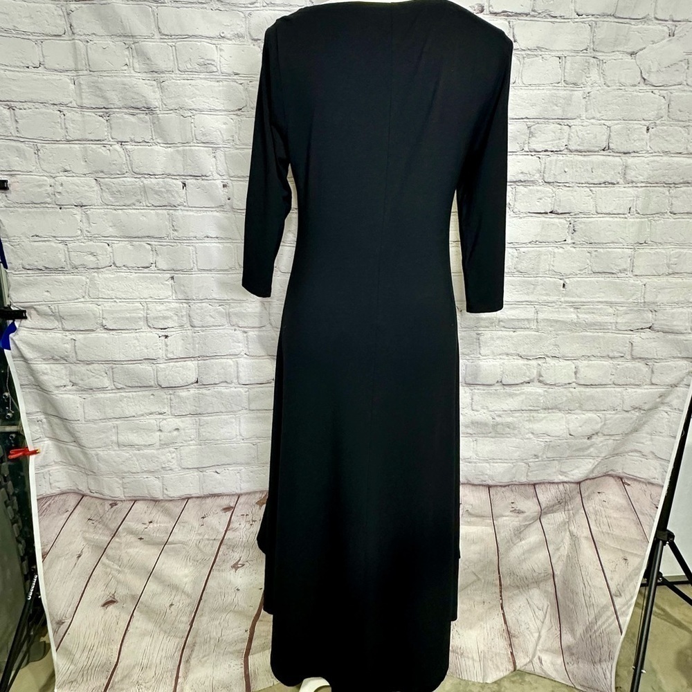 Eileen Fisher black 3/4 sleeve viscose dress - Picture 5 of 8